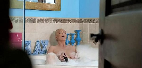  Stepson spying on his stepmom while she takes a bath